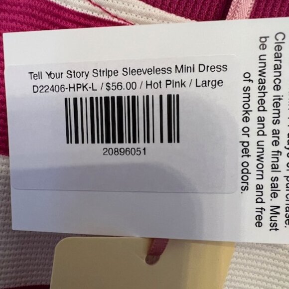 Entro Dress Womens Pink White Stripe Sleeveless Mini Dress Pockets, Large, NEW - Picture 4 of 8